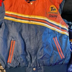 Men's Blue and Orange Puffer Jacket